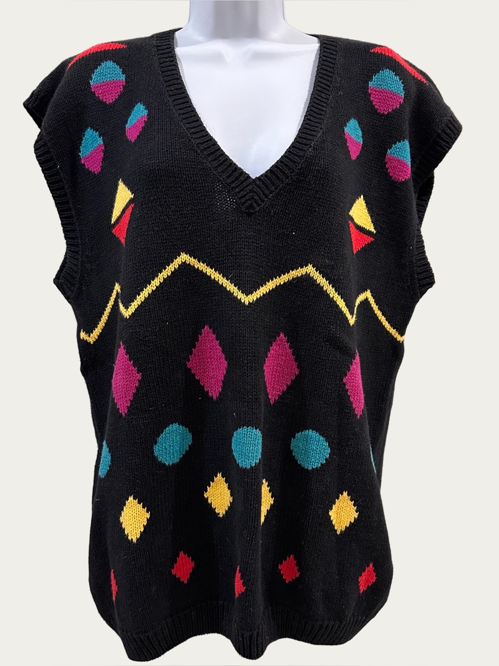 Jigsaw Colorful Vintage 90’s Knitted Funky Bold Sweater Vest Large